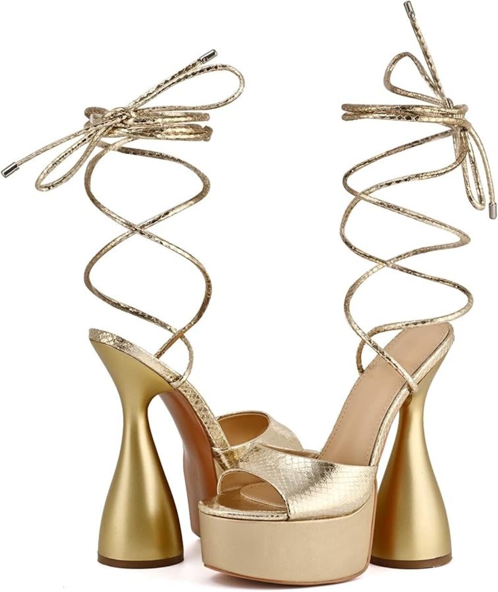 Sexy Platform Spike Heel Round Toe Lace Up heels Size 9.5